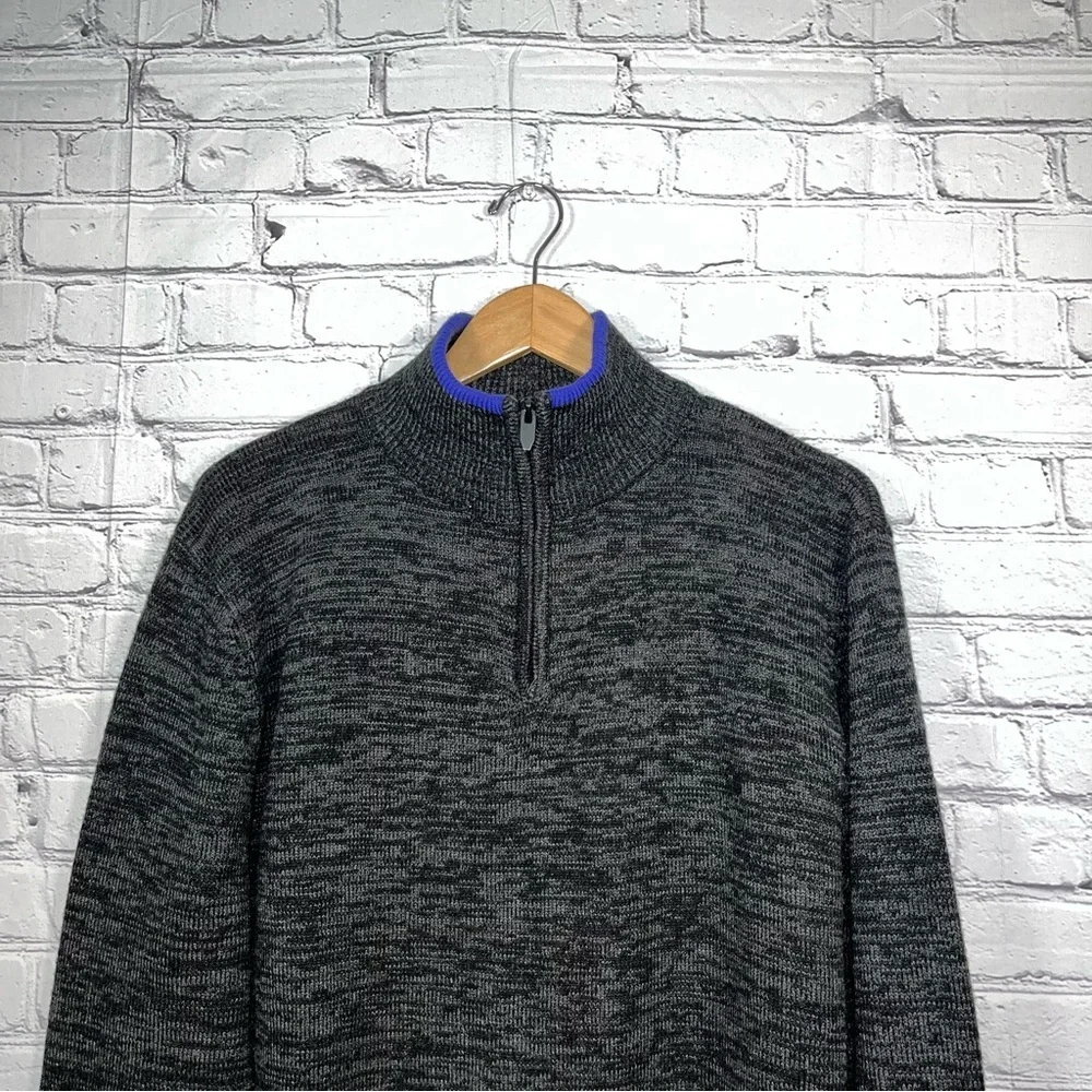 Amongst Others 1/4 Zip Sweater Mens Size Large Charcoal Heather Ribbed